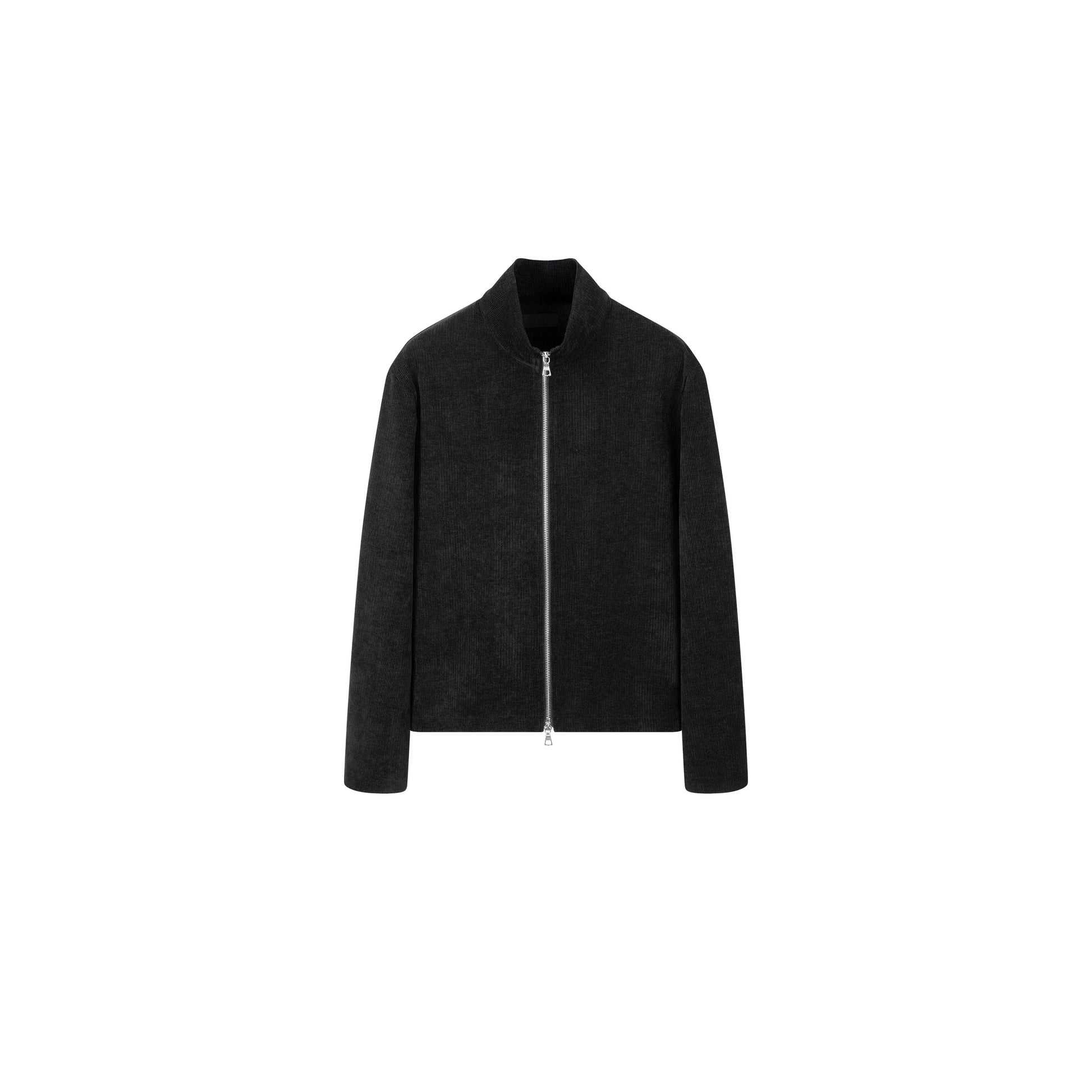 PLUS NO LOGO Striped Double Zipper Turtleneck Jacket