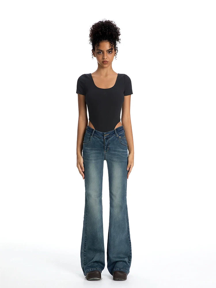ABMY Retro V-waist Slim-fit Flared Pants