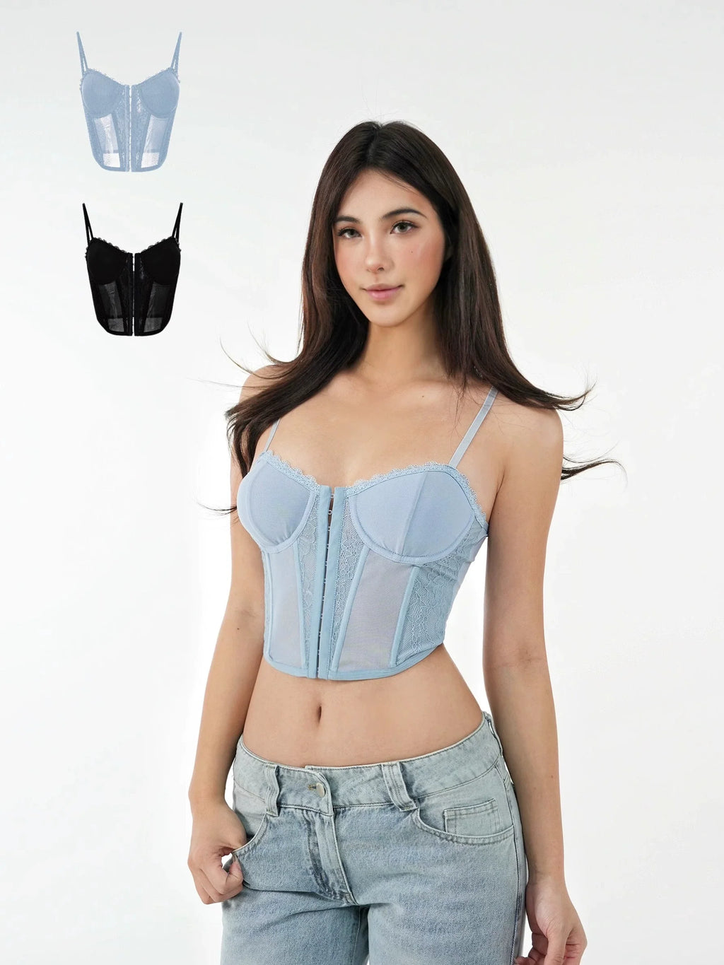 Jim Kennet Lace Fishbone Corset with Suspenders
