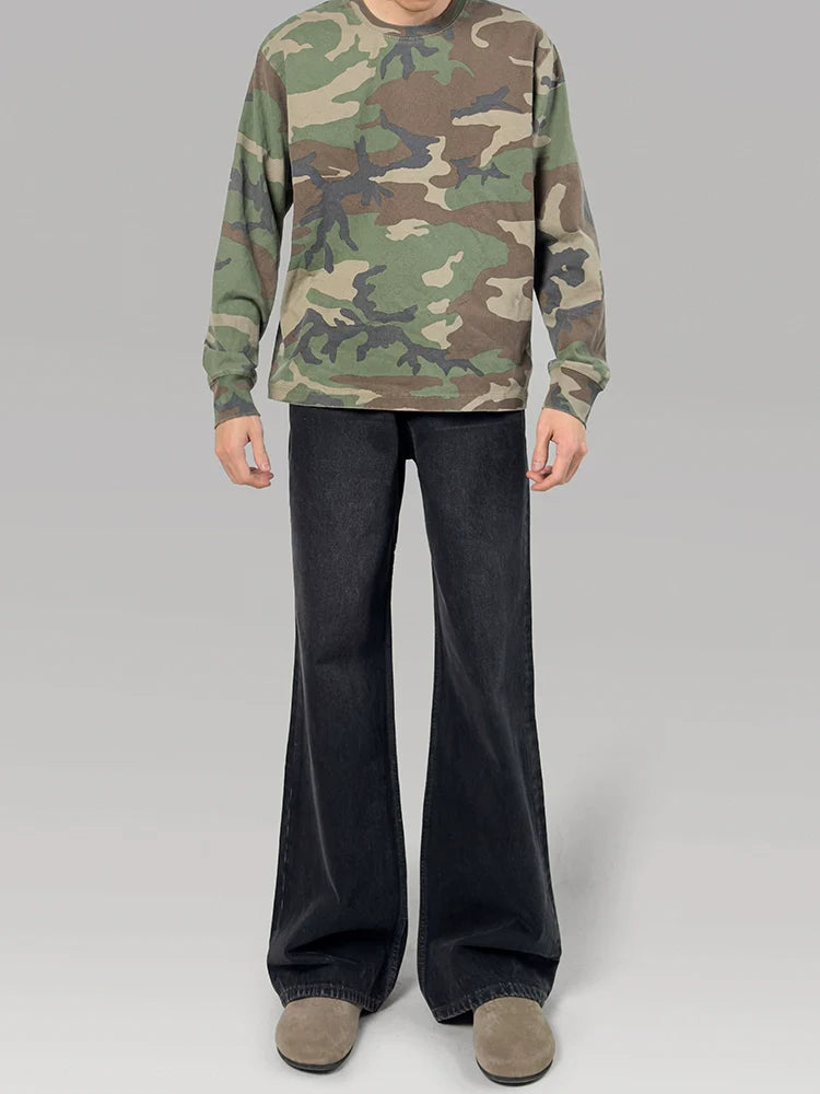 PLUS NO LOGO Small Neckline Short Wide Version Camouflage Long Sleeve