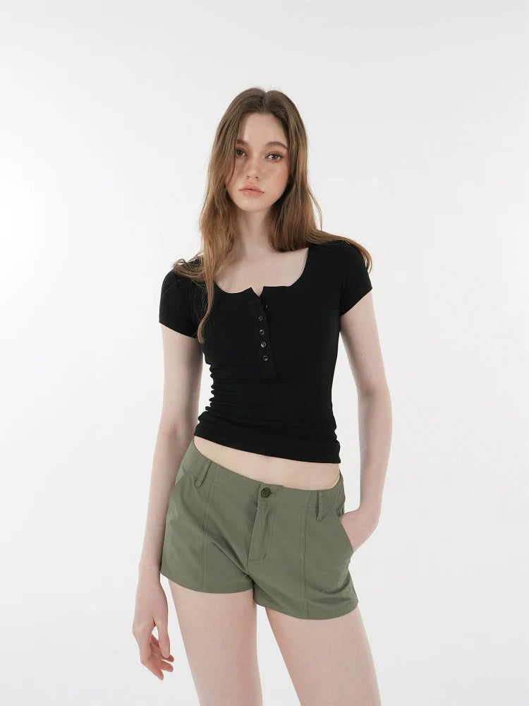 Jim Kennetu Collar Henry Collar Slim and Thin Tee