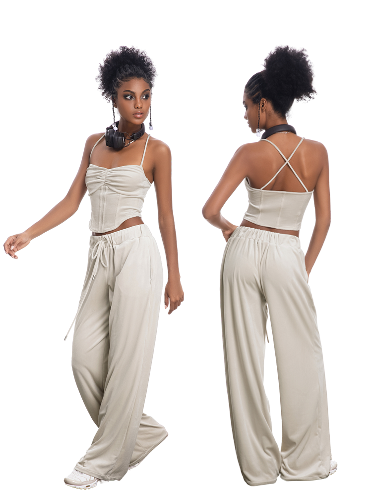 ABMY Fish Bone Waist Thin Velvet Sling