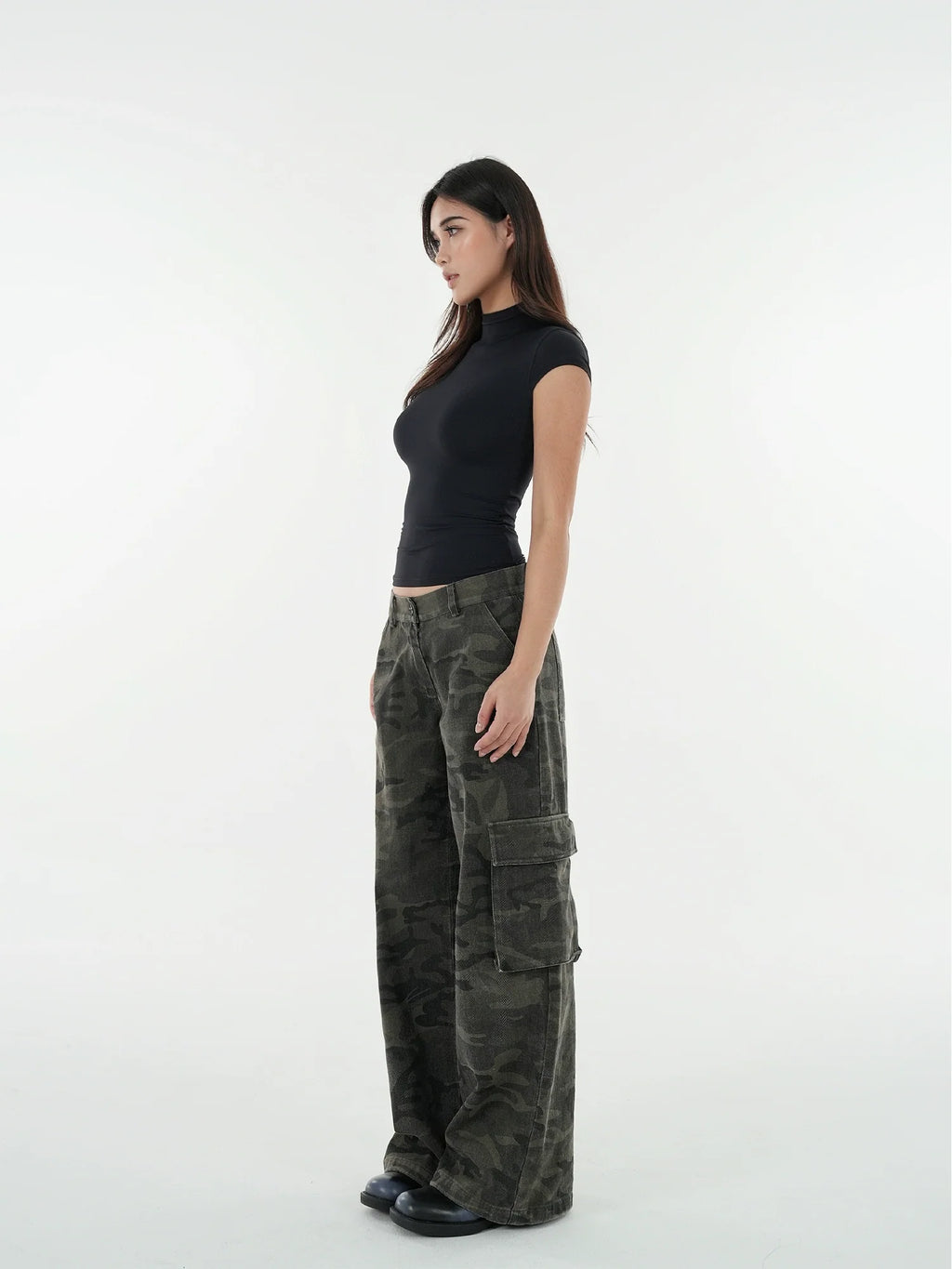 Jim Kennet Nude Semi-turtleneck High Stretch Slim Tee