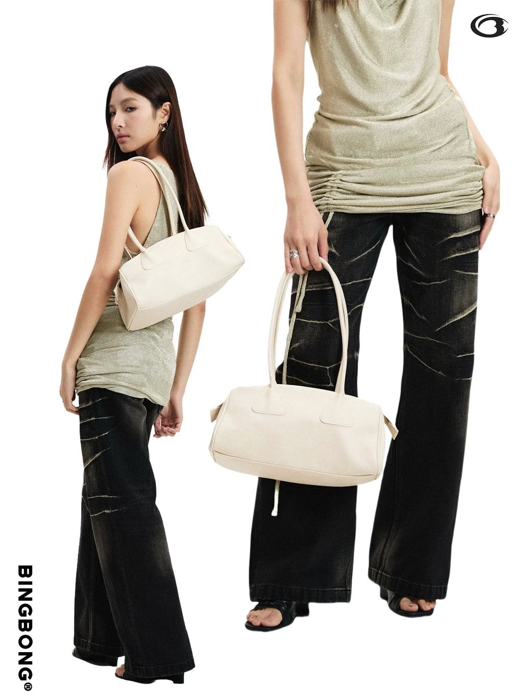 BINGBONG Urban Simple Shoulder Portable Baguette Underarm Bag