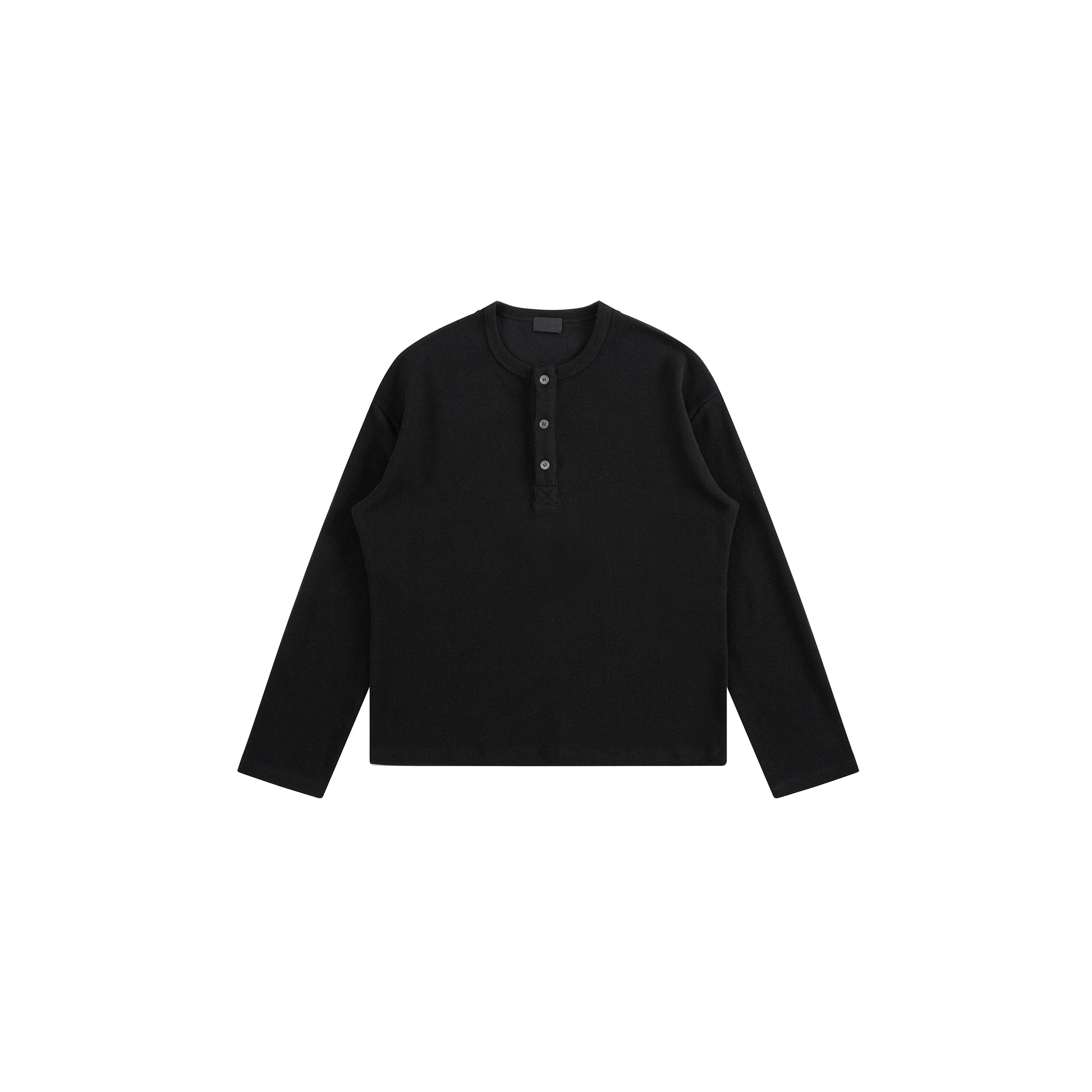 PLUS NO LOGO Diamond Waffle Henry Neck Long Sleeve