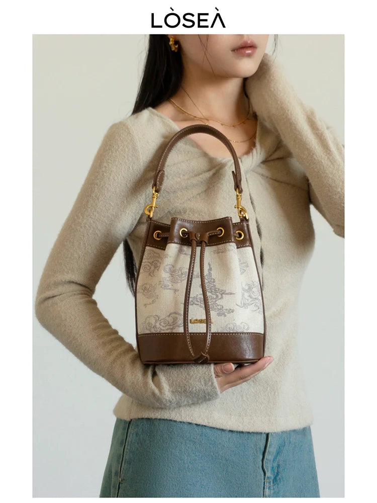 LOSEA Auspicious Cloud Pattern National Style Messenger Bag