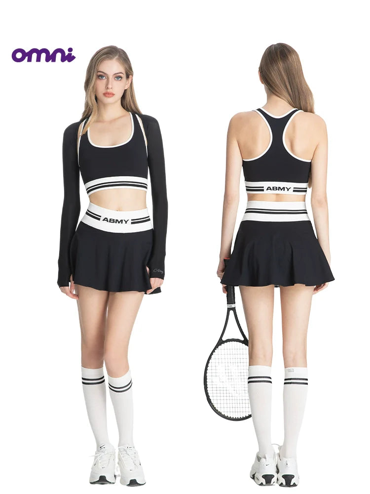 ABMY Sports Contrasting Pleated Short Skirt Pants