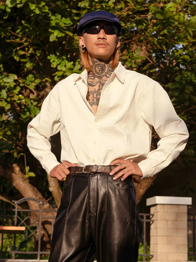 PUBLICRADIO Waffle Collar Long-sleeved Shirt