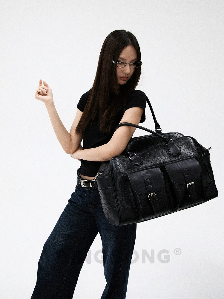 BINGBONG Cross Braided Retro Simple Portable Large Capacity Bag