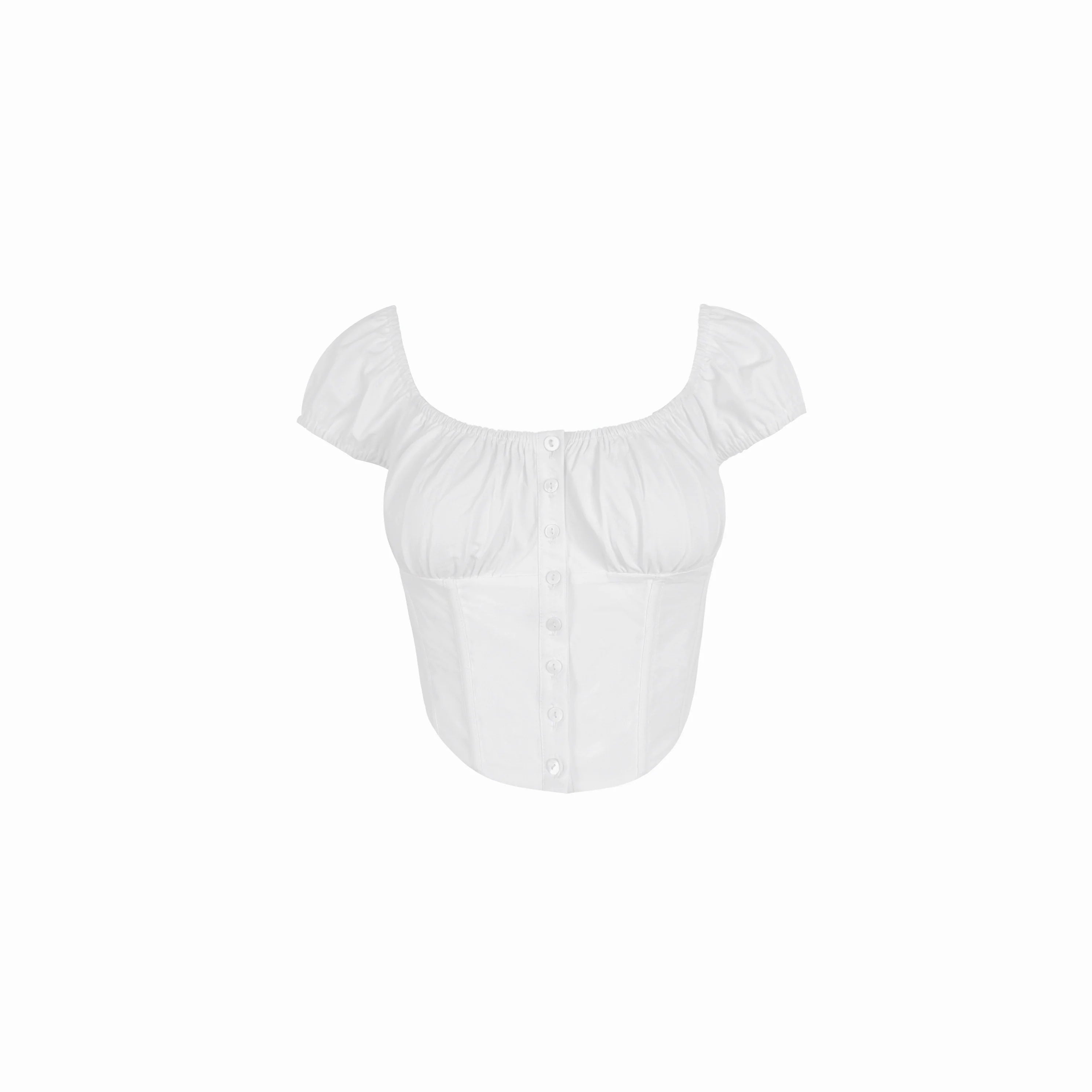 Jim Kennet Vintage Square Neck Button Slim Fit Fishbone High Waist Tee