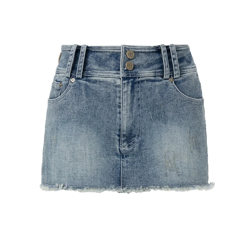 ABMY Anti-light Retro Slim and Thin Denim Skirt