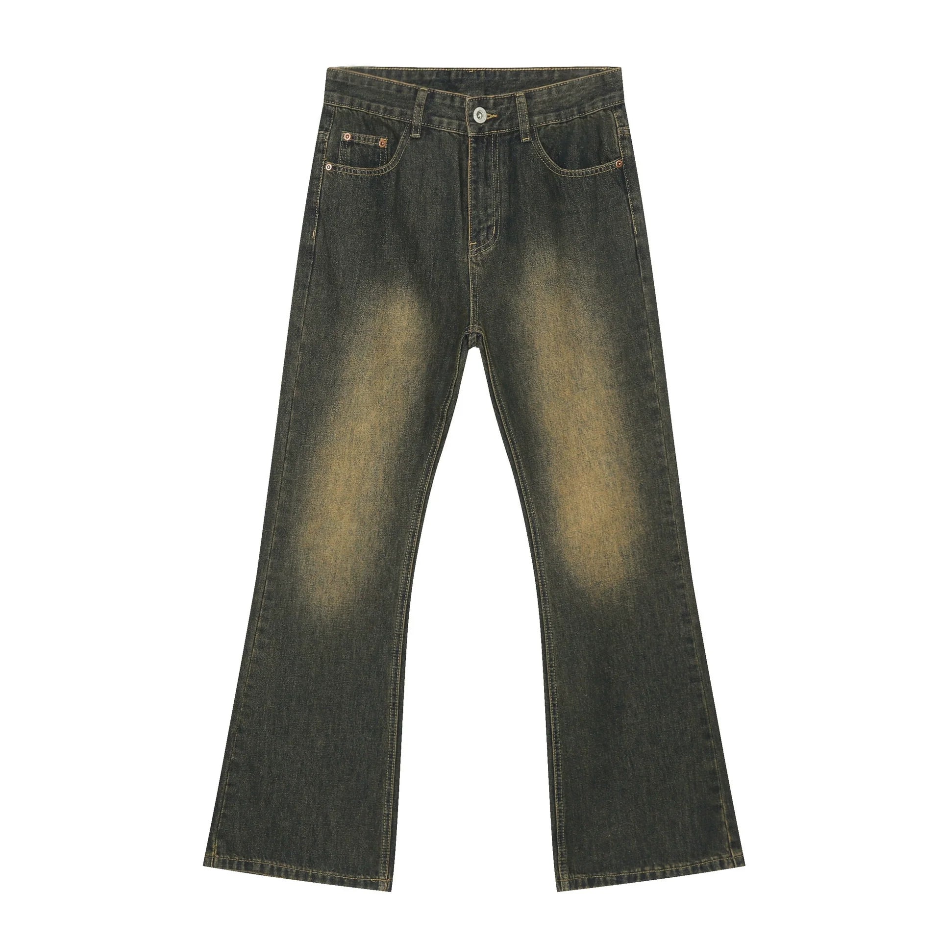 PUBLICRADIO Retro Washed Denim Micro-horn Trousers