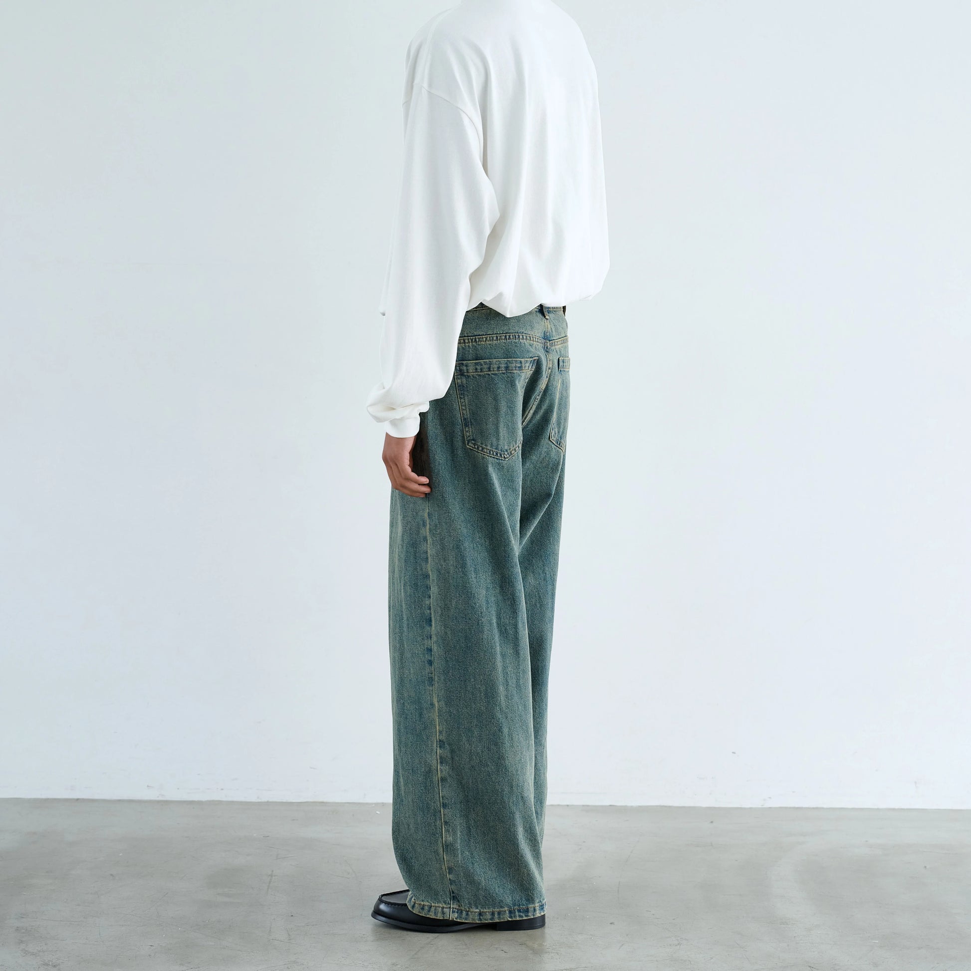 Anniehall Yellow Mud Rust Old A-shaped Loose Jeans