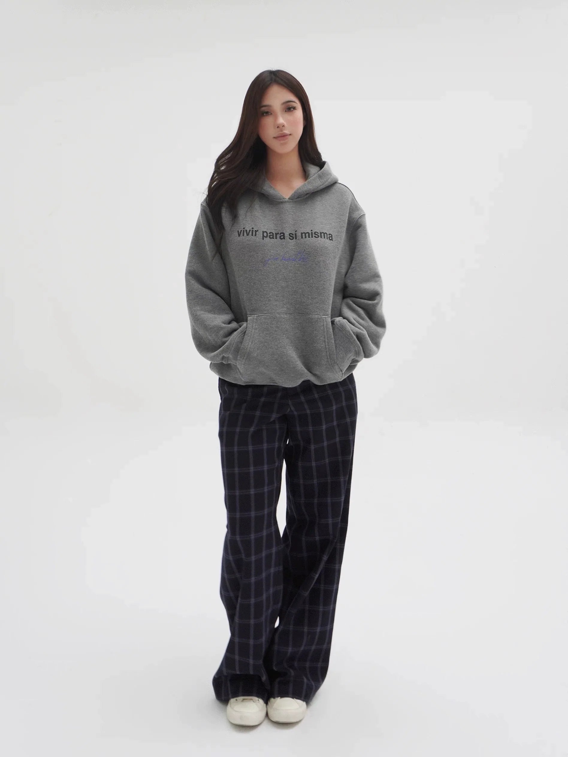 Jim Kennet Low-rise Retro Blue Plaid Slacks