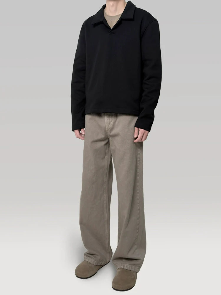 PLUS NO LOGO POLO Collar Lazy Magnetic Pullover Sweater