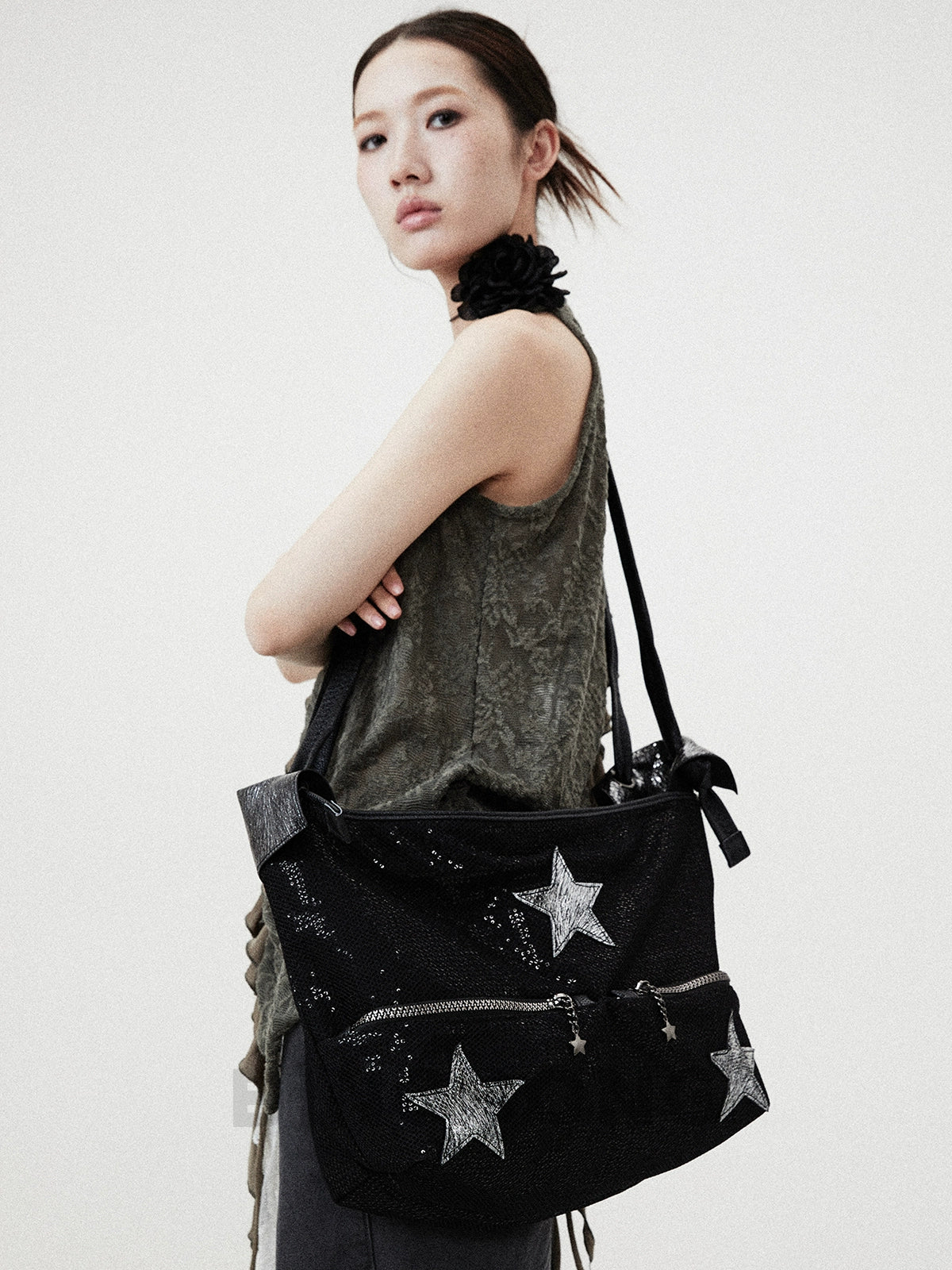 BINGBONG Retro Tote Bag Large Capacity Shoulder Messenger Bag