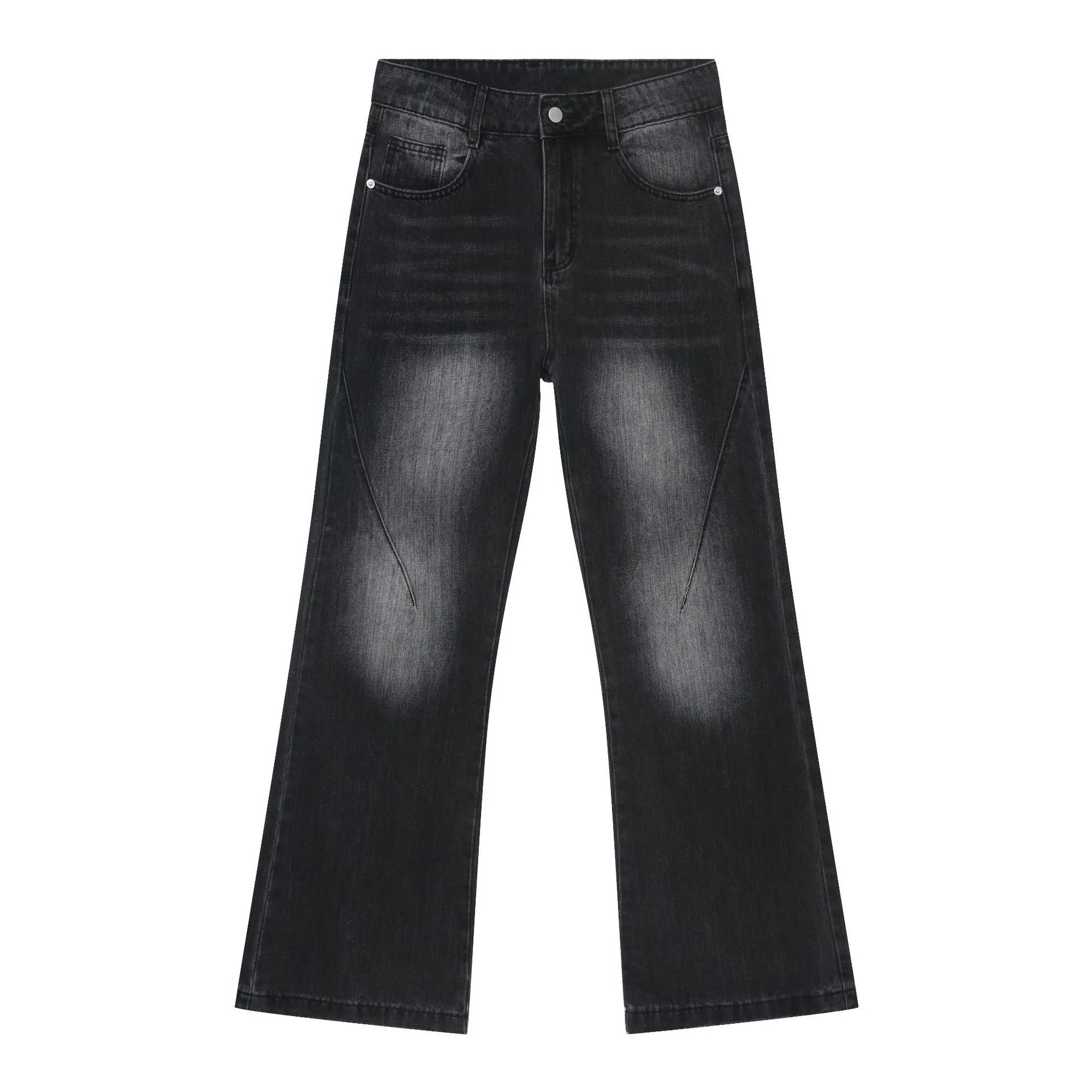 PUBLICRADIO Vintage Stitched Washed Denim Flared Pants