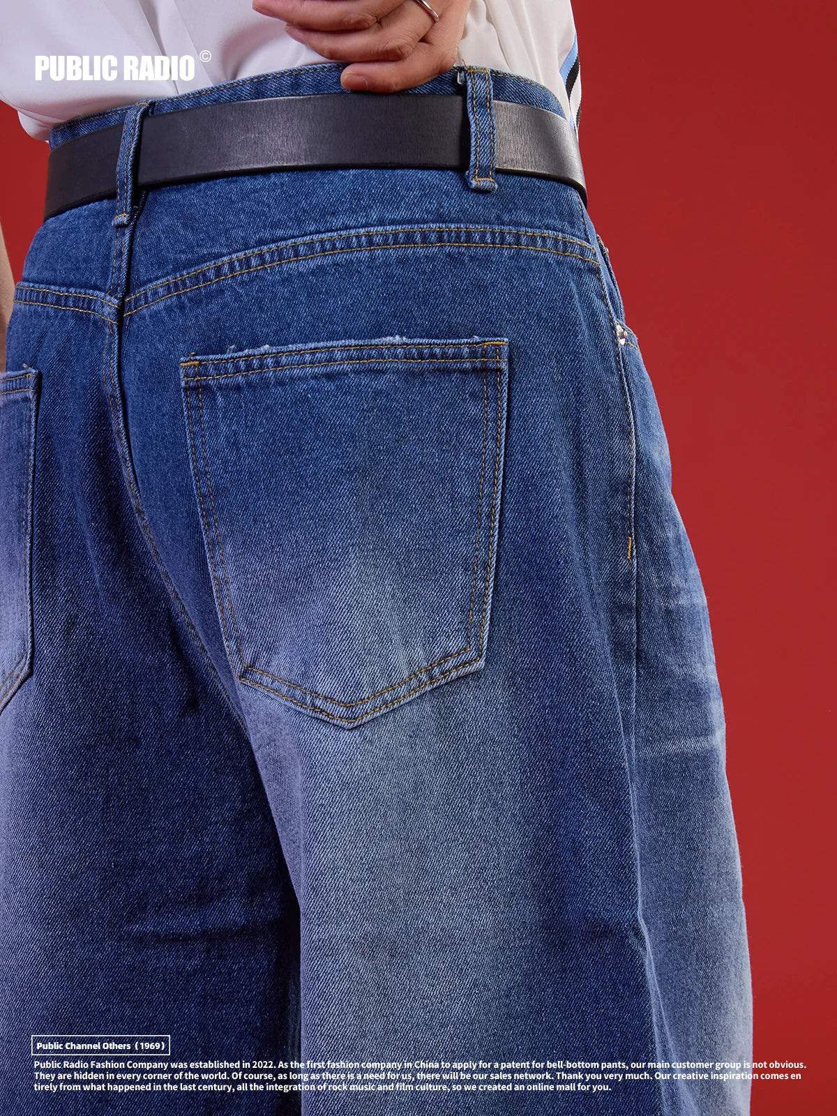 PUBLICRADIO Retro Washed Knee Denim Shorts