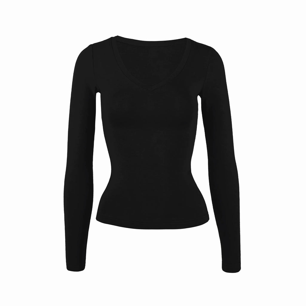 Jim KennetV Neck Stretch Bottom Long Sleeve Top