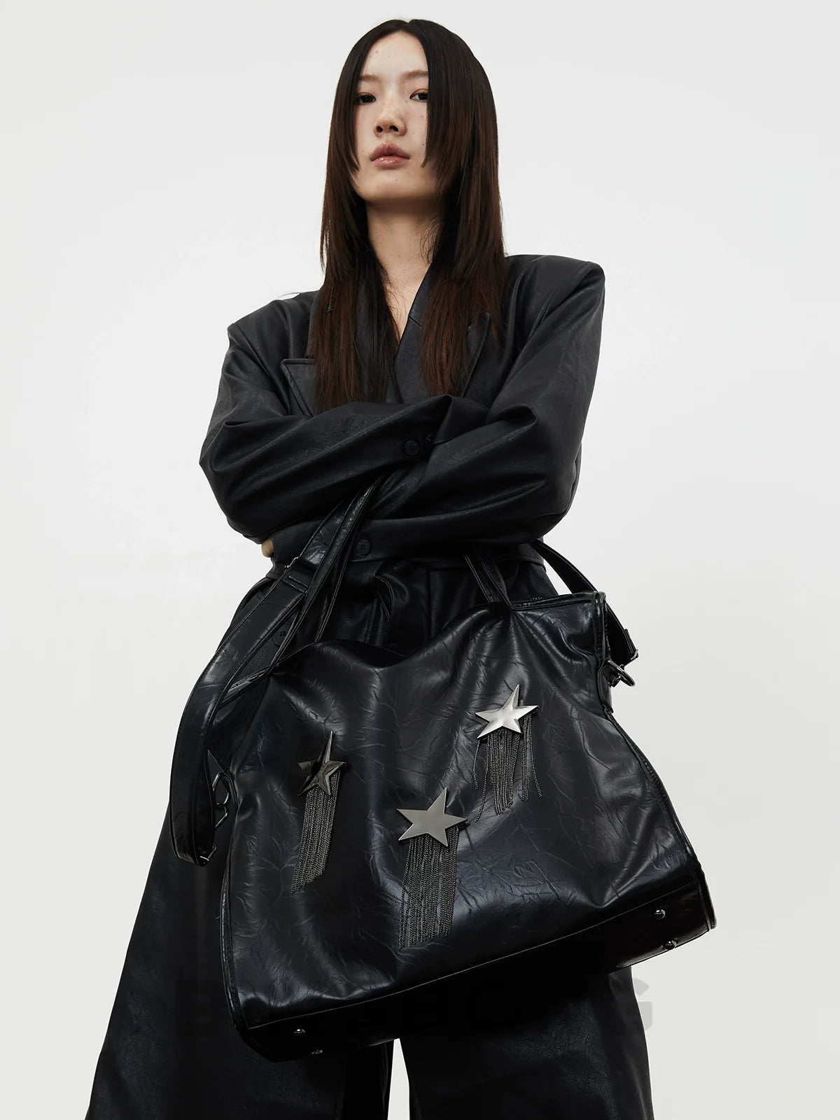 BINGBONG Large Capacity Messenger Tote Bag Single Shoulder Fringed Large Bag