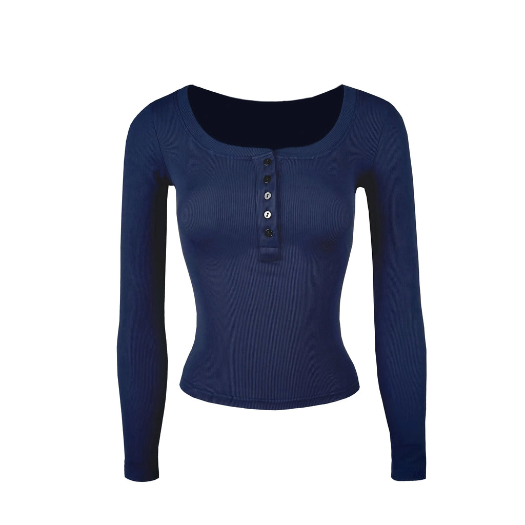 Jim Kennet Basic U-Neck Stretch Slim Henry Long Sleeves