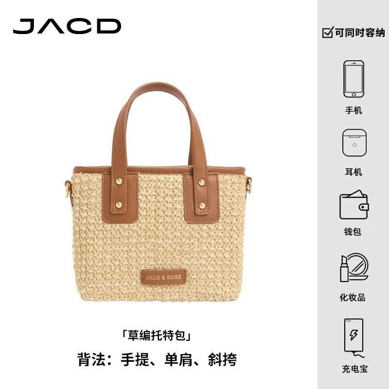 JACD Vacation Wind Woven Straw Bucket Bag