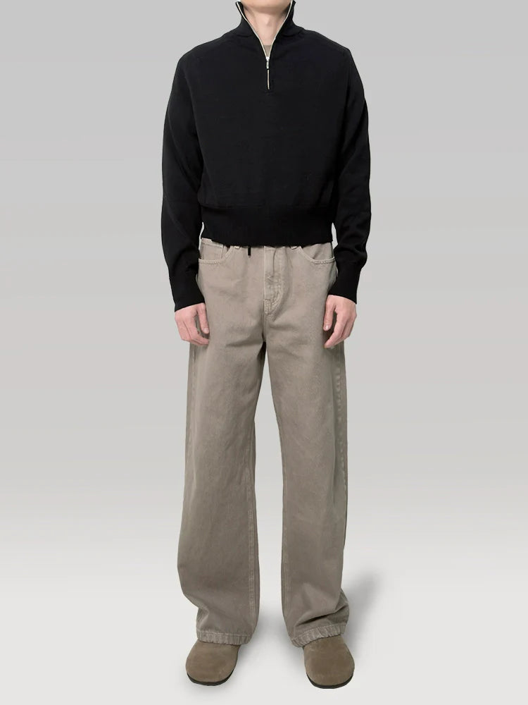 PLUS NO LOGO Half Zipper Stand-up Neck Sweater Pullover Knitted Sweater