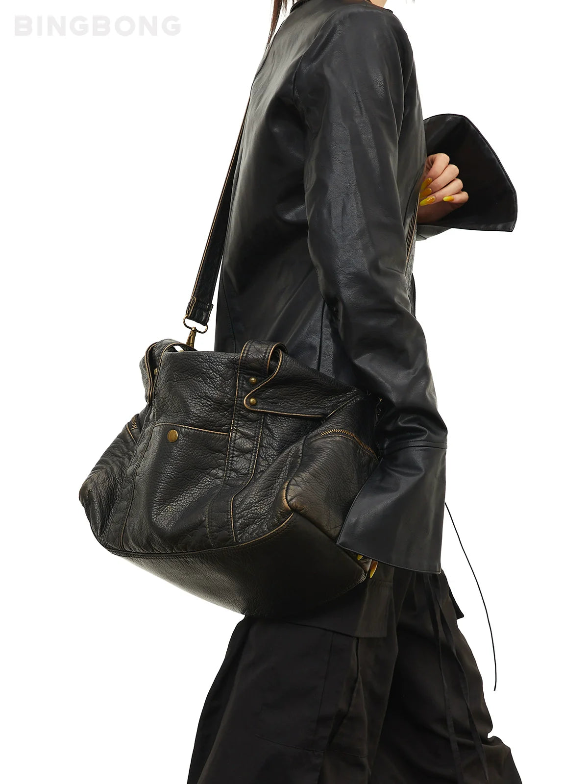 BINGBONG Retro American Large Bag Messenger Bag Commuter Large Capacity Bag