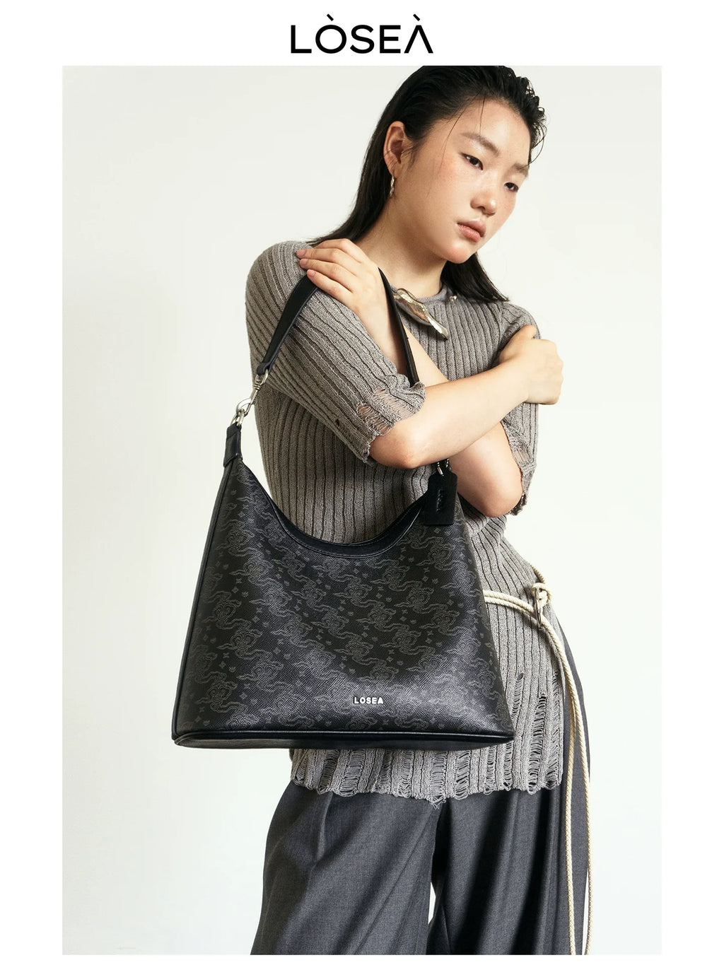 LOSEA Ruyi Moire Underarm Retro Shoulder Bag