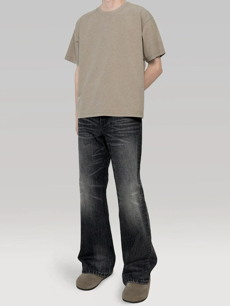 PLUS NO LOGO Washed and Old Casual Loose Tee