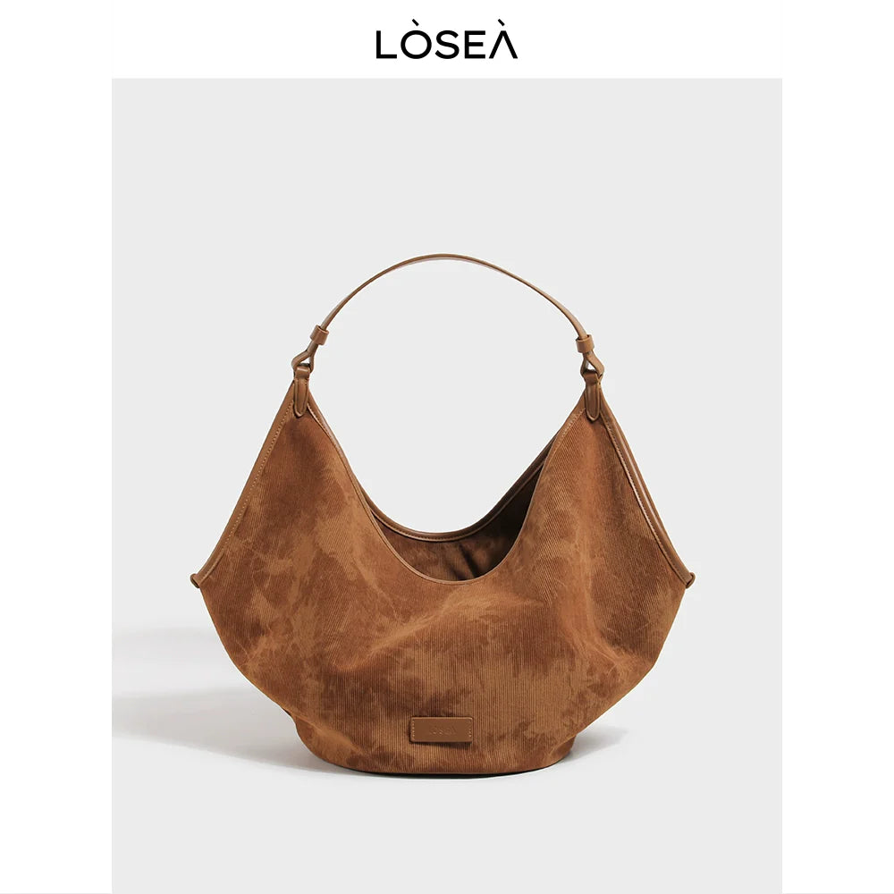 LOSEA Corduroy Large Capacity Shoulder Bag
