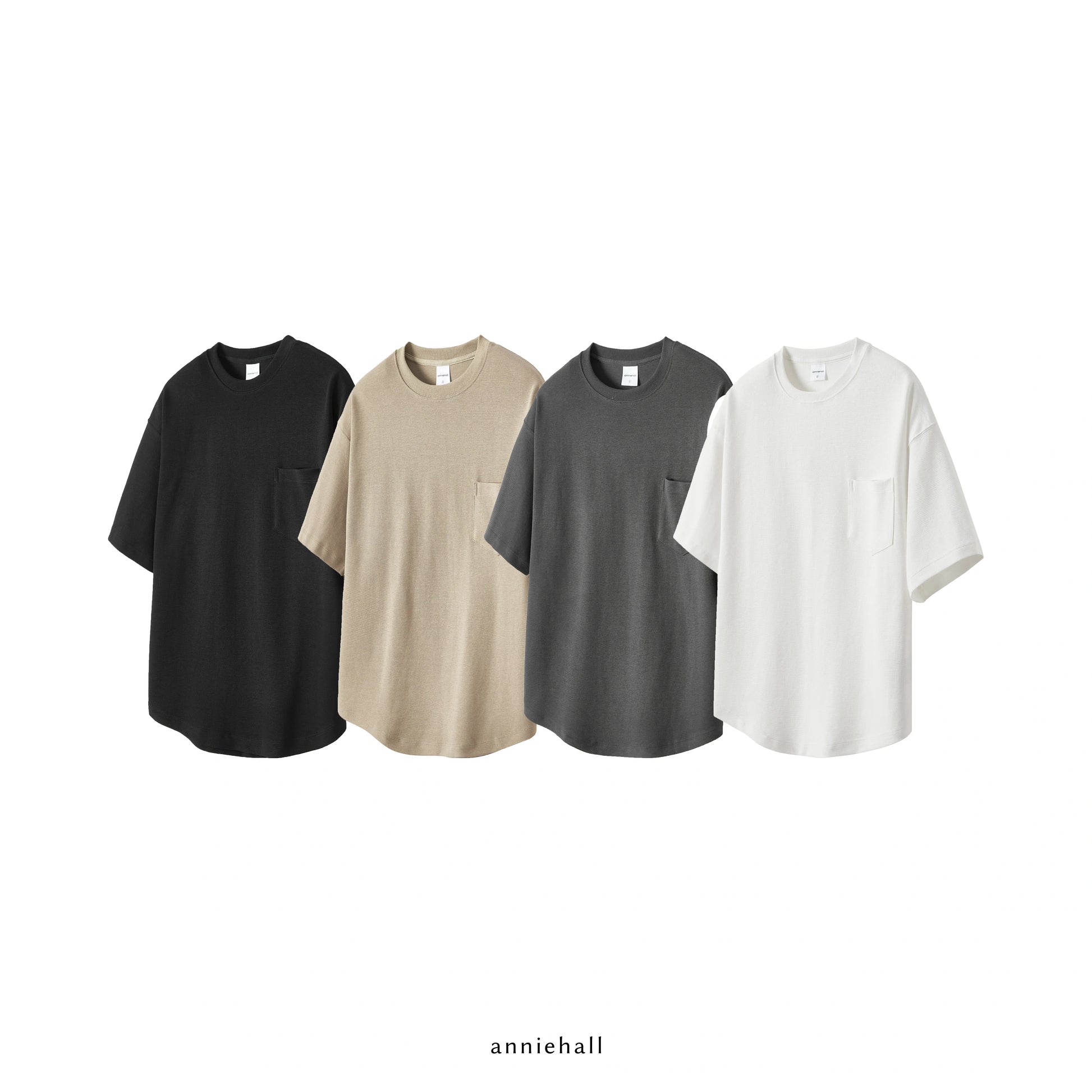 AnniehallT Curved Hem Waffle Blockbuster Pocket Tee