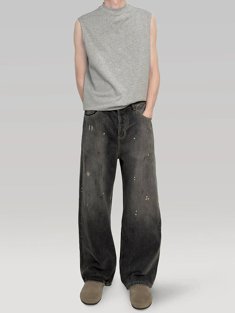 PLUS NO LOGO Washed Old Ink Splashing Jeans