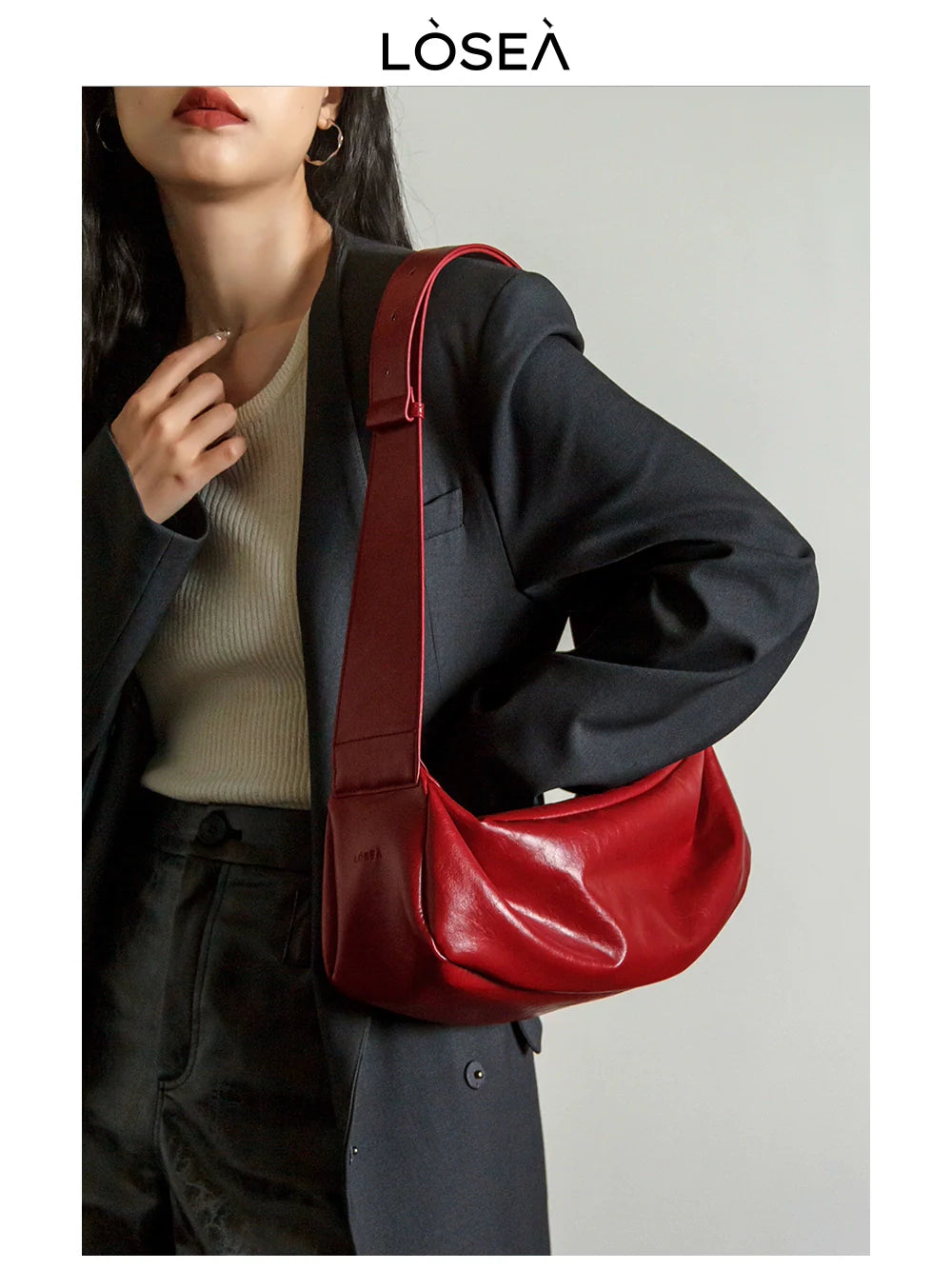 LOSEA Minimalist Retro Soft Leather Shoulder Crossbody Armpit Bag