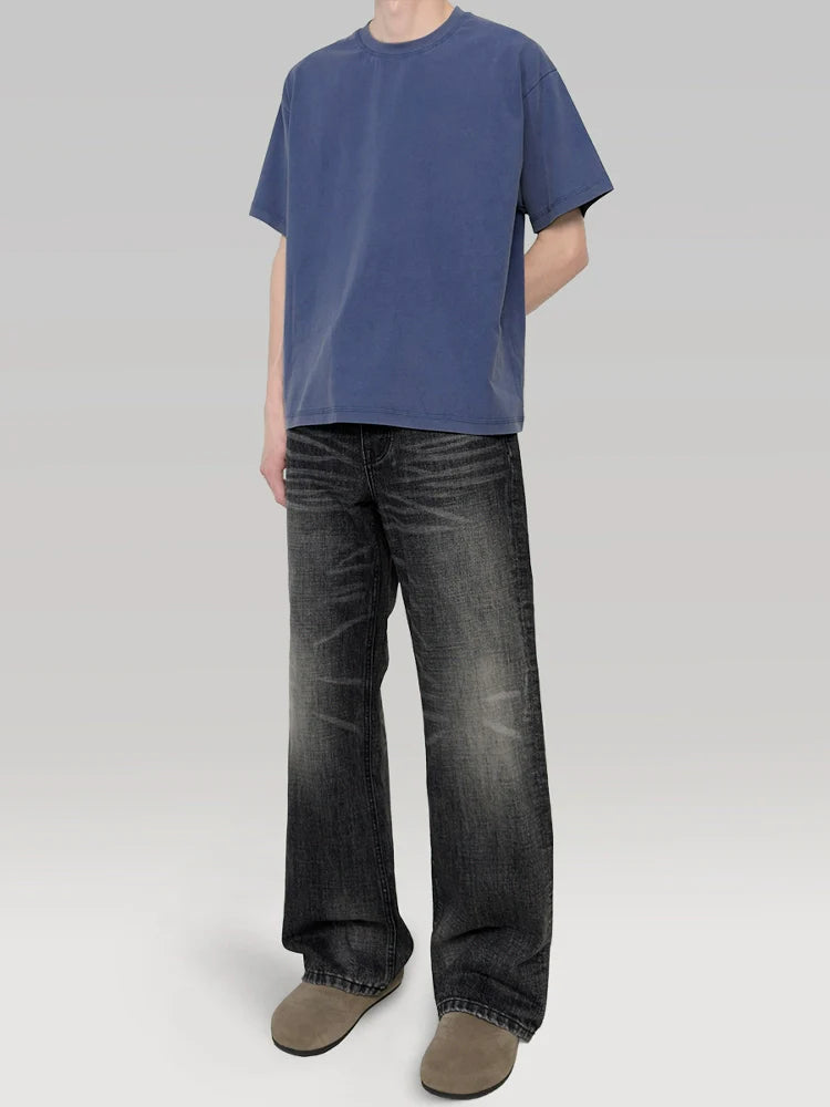 PLUS NO LOGO Washed Old Micro-pull Jeans