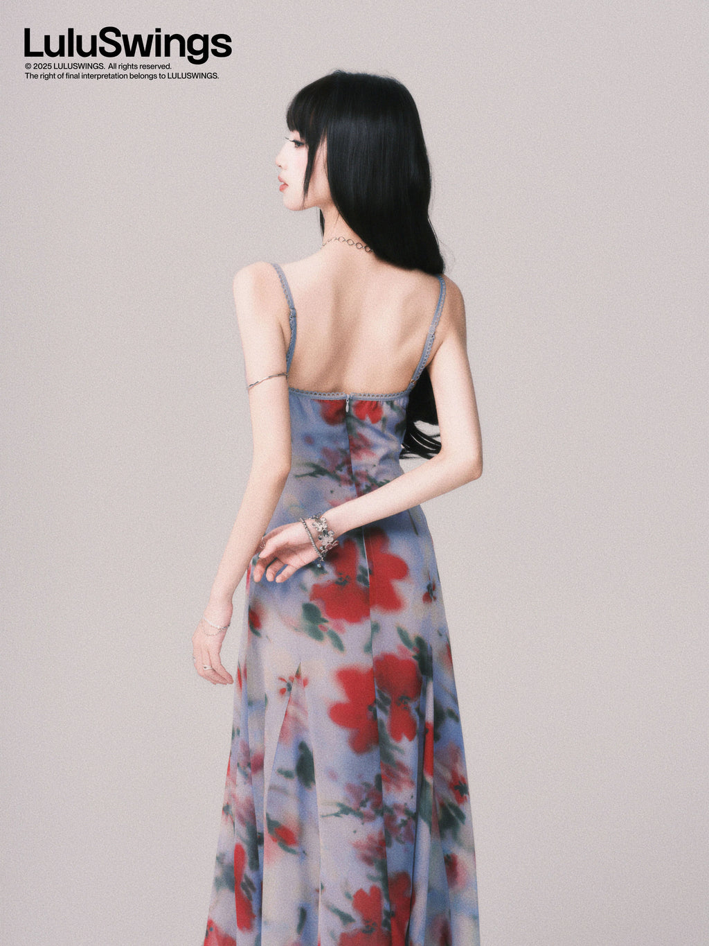 LULUSWINGS Swinging Neck Smudge Print Seaside Suspender Skirt