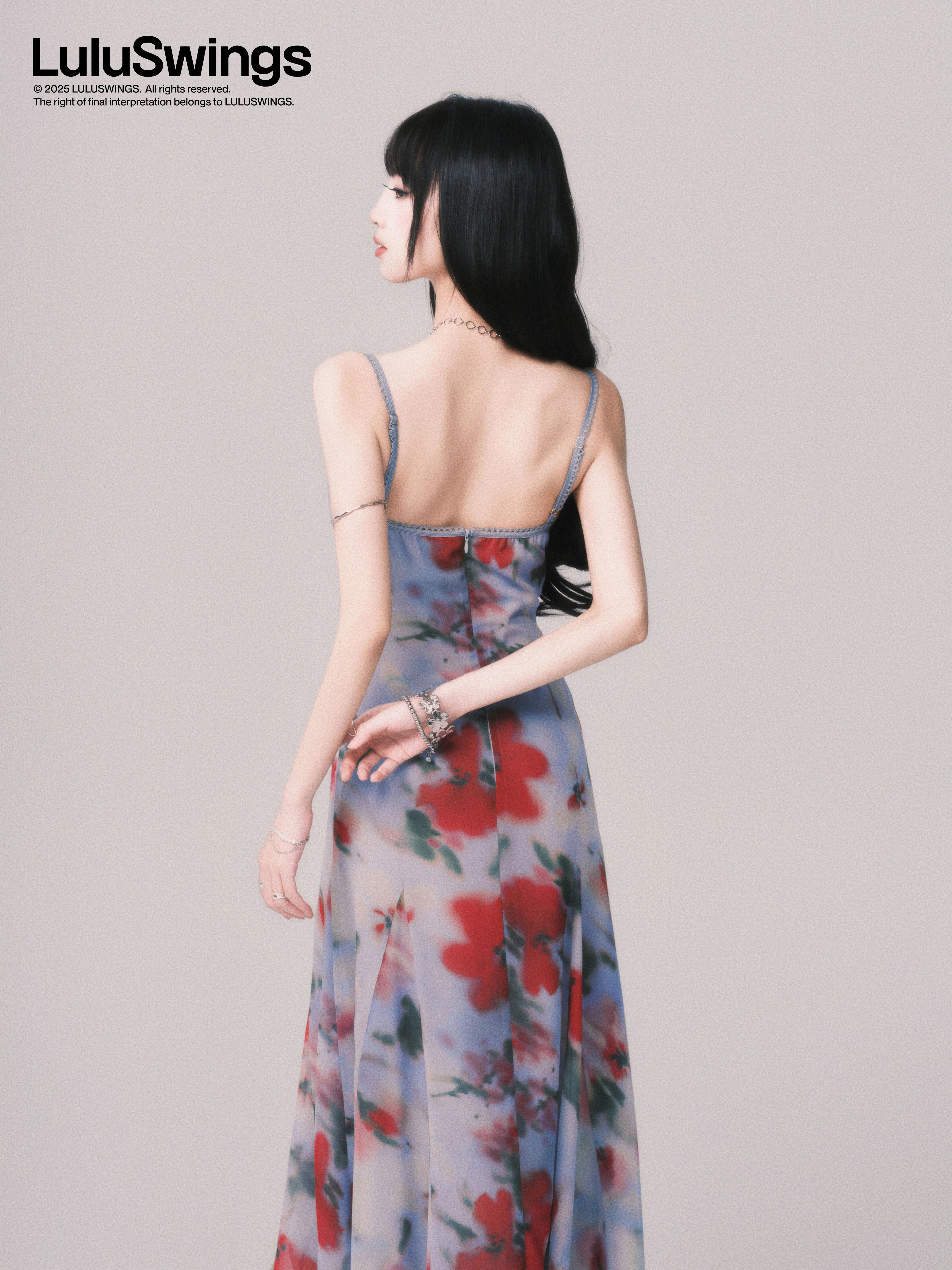 LULUSWINGS Swinging Neck Smudge Print Seaside Suspender Skirt