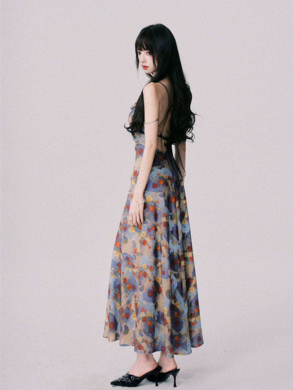 LULUSWINGS Smudge Print Swingneck Suspender Dress