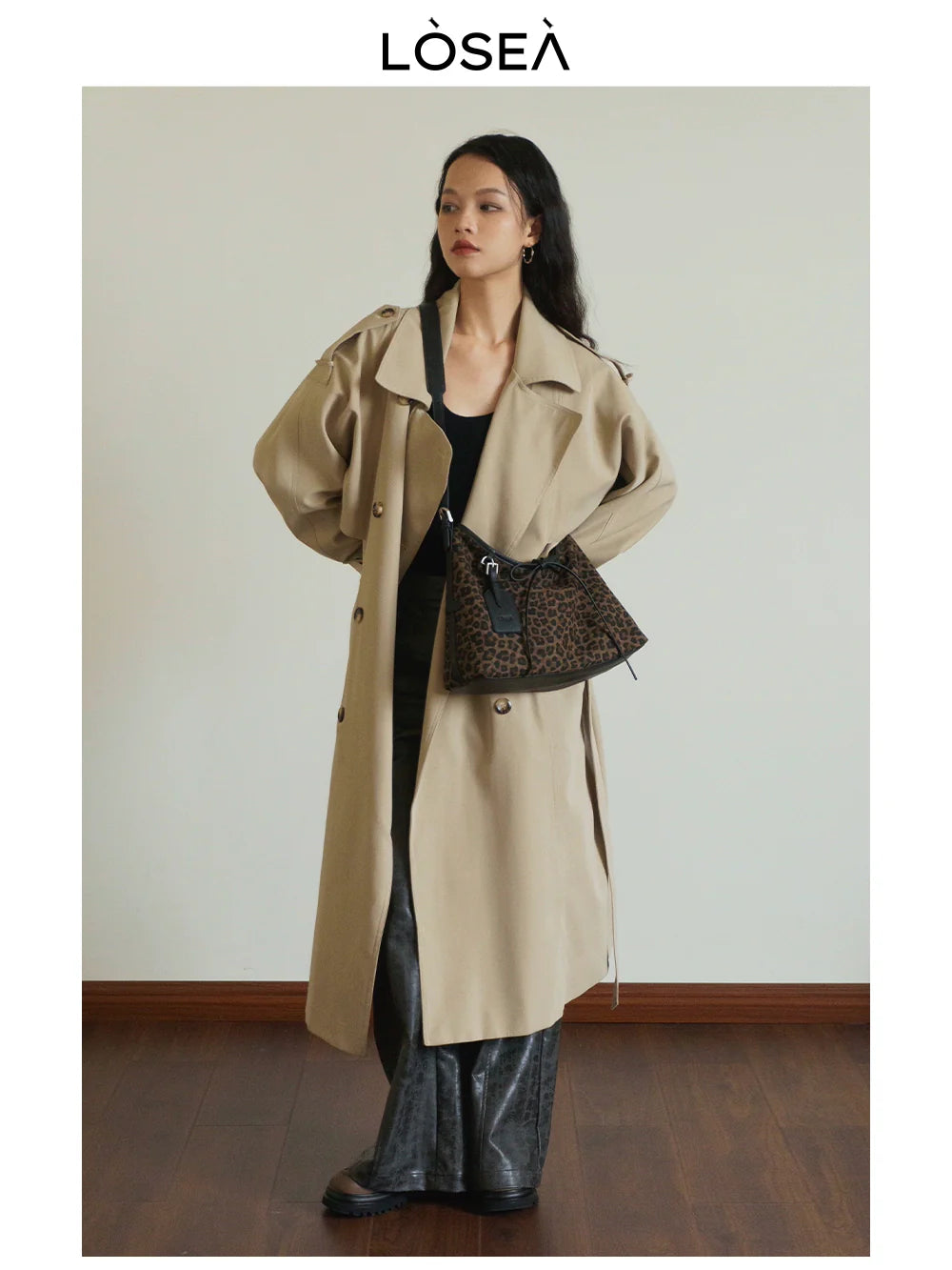 LOSEA X "Miss Polka" leopard print underarm bag