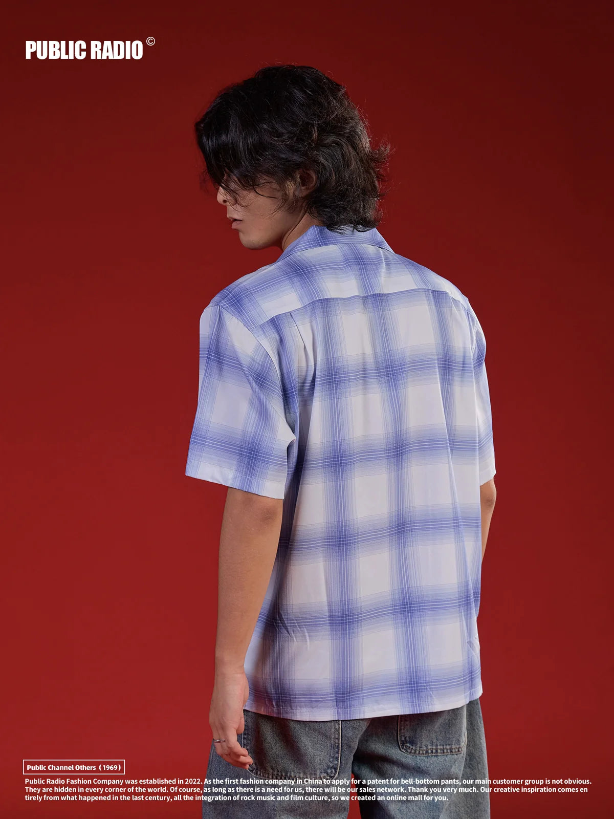 PUBLICRADIO Vintage Street Checked Loose Short Sleeve Shirt