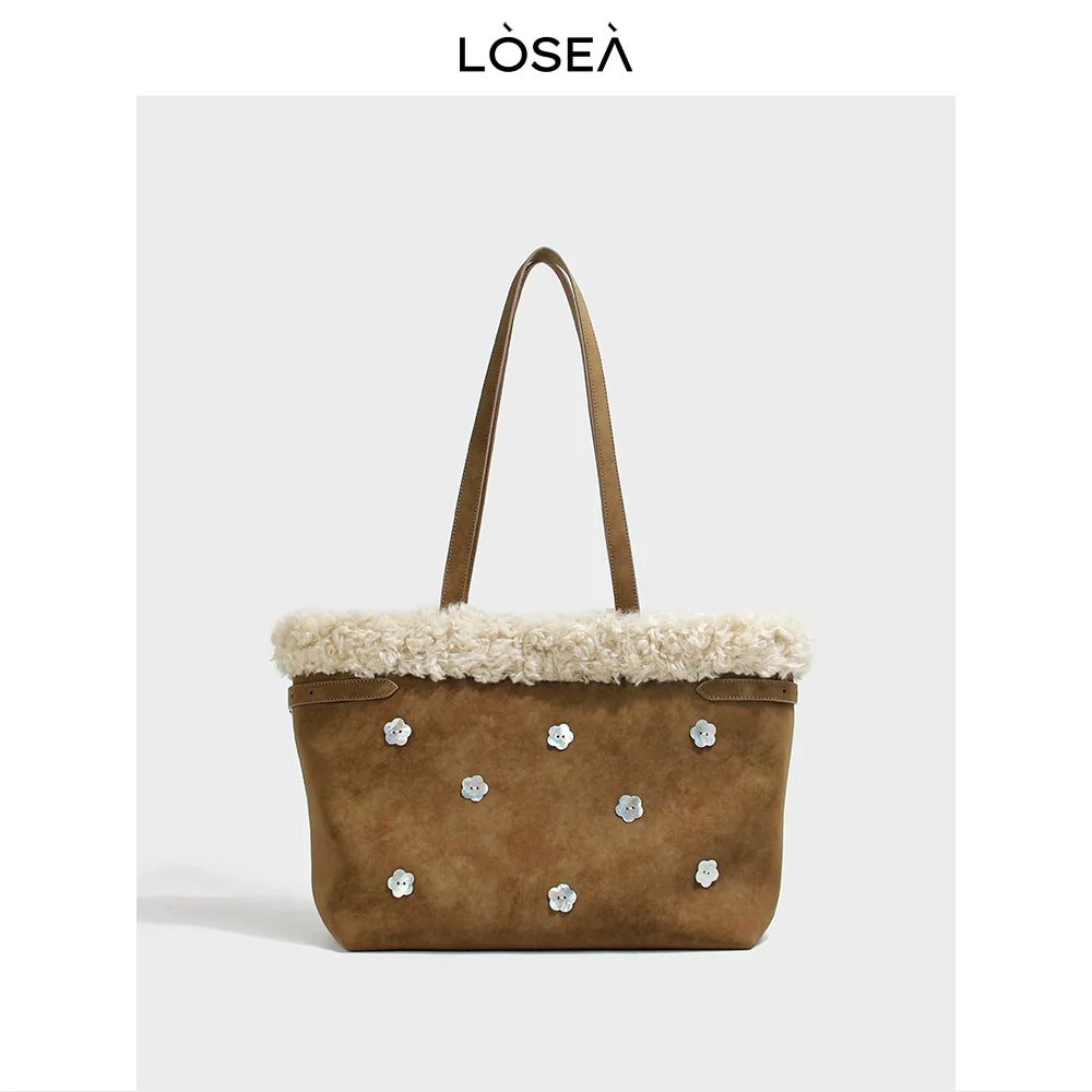 LOSEA Plush Large Capacity Tote Bag