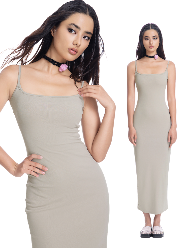 ABMY Long Skirt with Chest Pad, Halter Back, Slim Waist and Thin