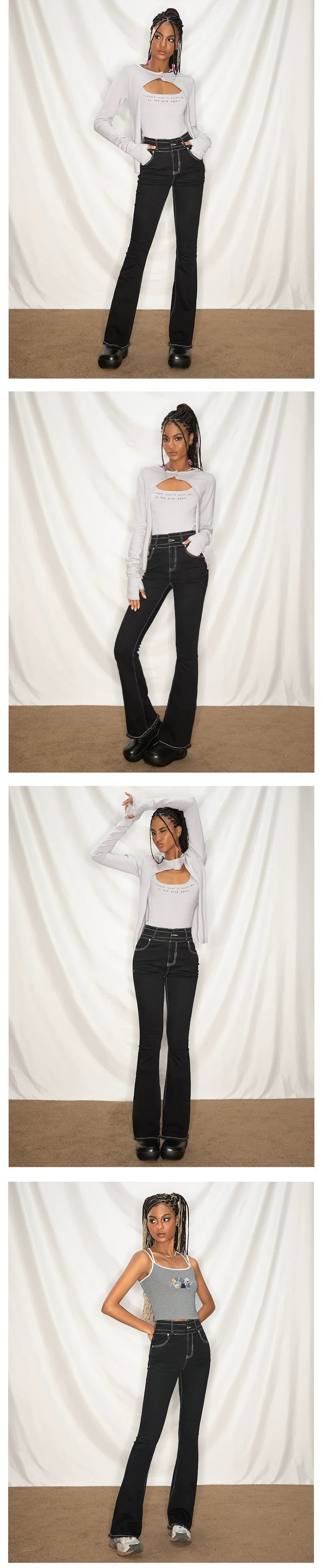 ABMY Super High Waist Spice Girl Versatile Slim Flared Jeans