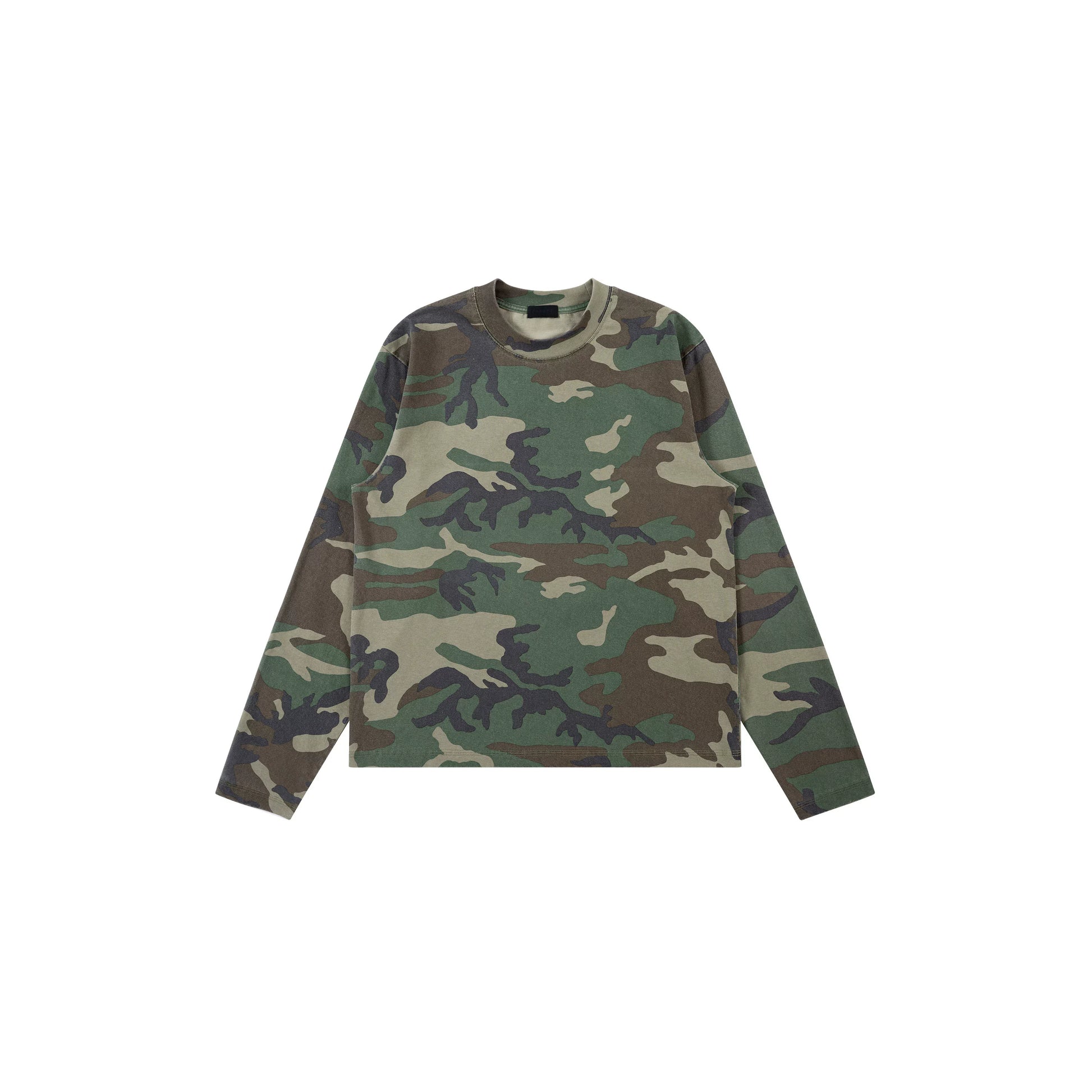 PLUS NO LOGO Small Neckline Short Wide Version Camouflage Long Sleeve
