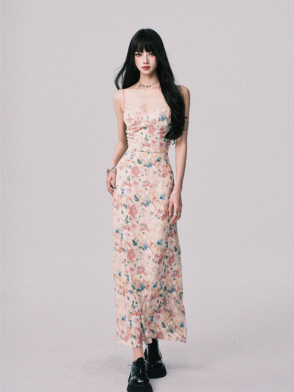 LULUSWINGS Holiday Floral Suspender Dress