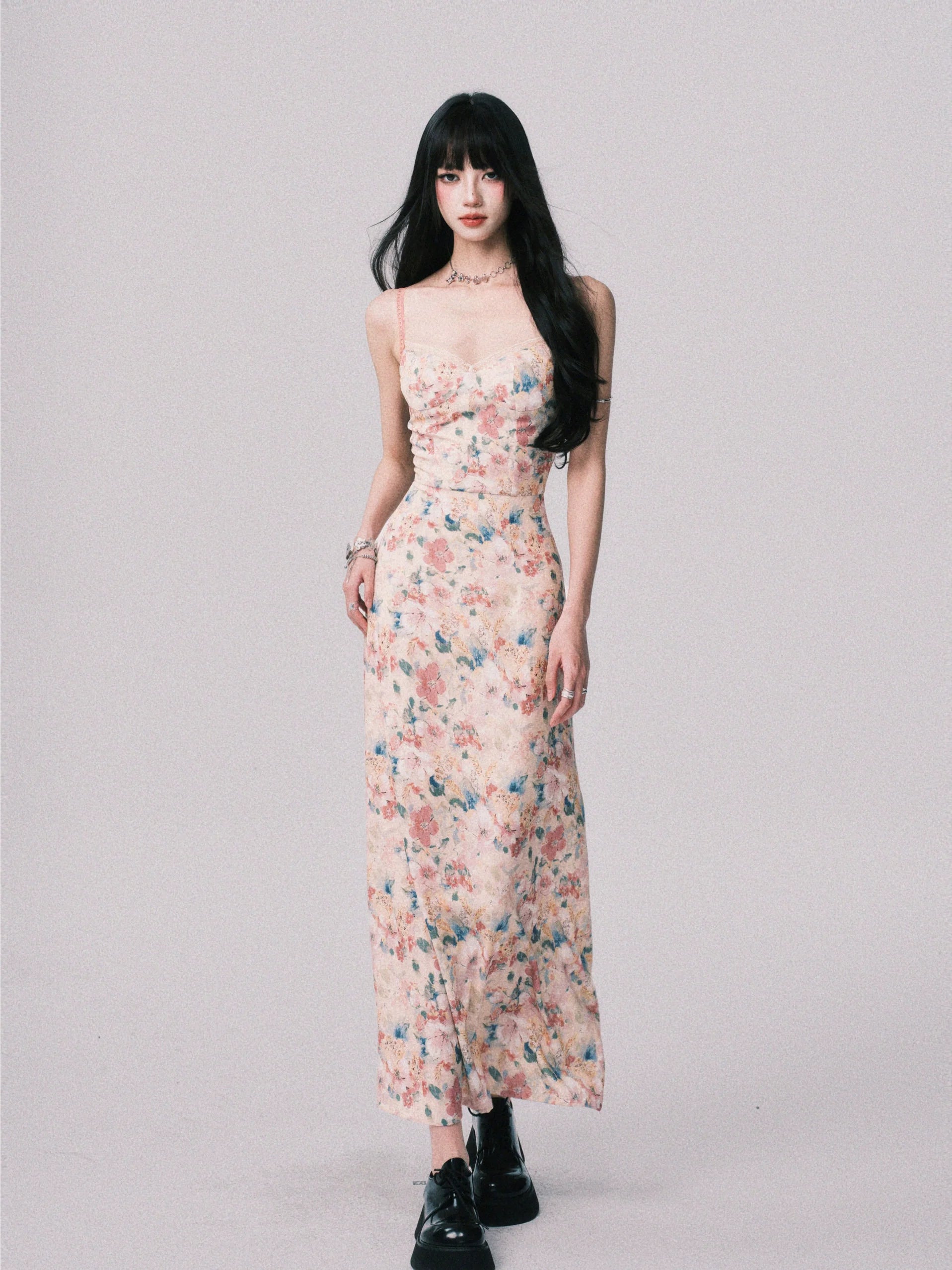 LULUSWINGS Holiday Floral Suspender Dress