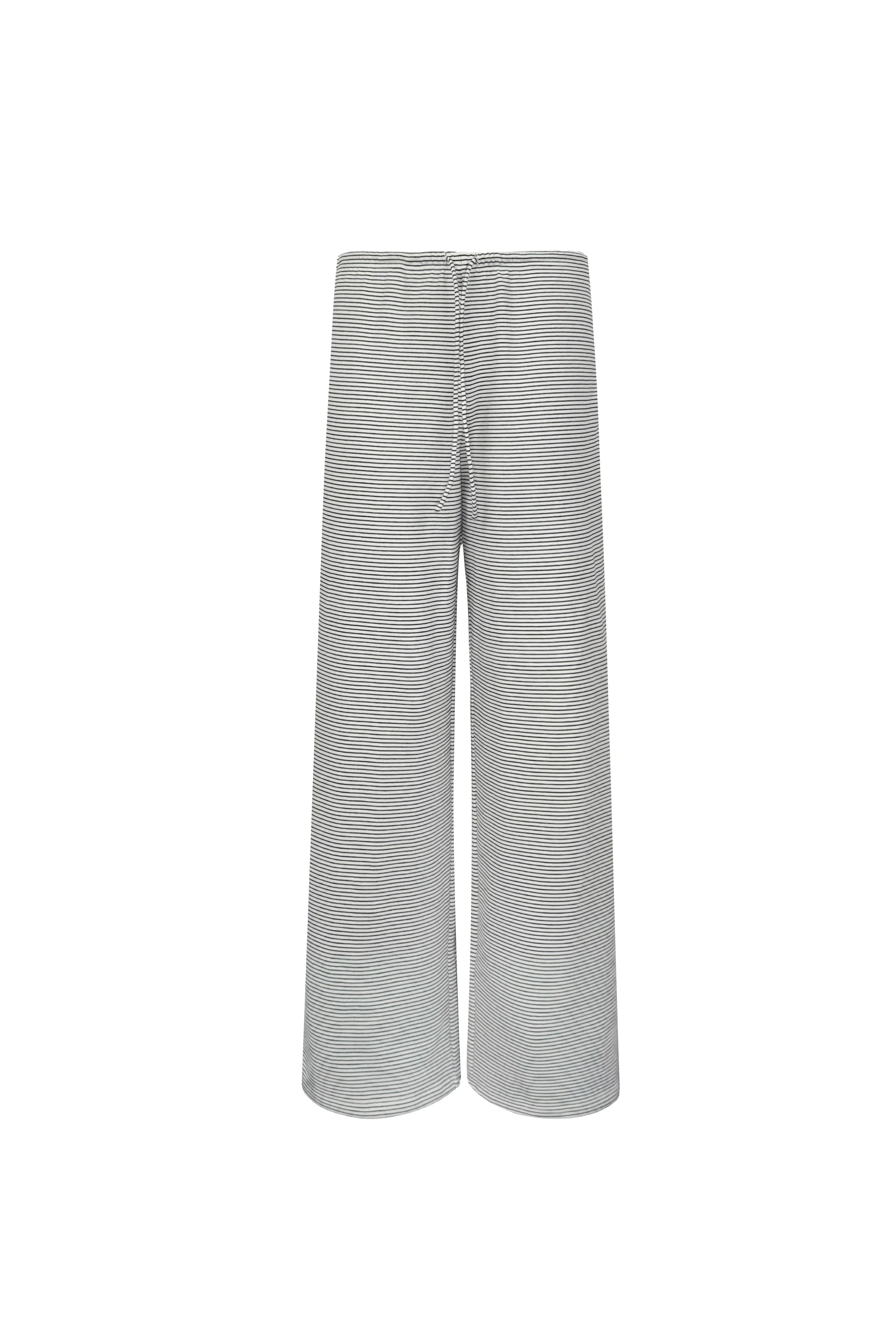 Jim Kennet Striped Slash Shoulder Straight Floor Pants Set