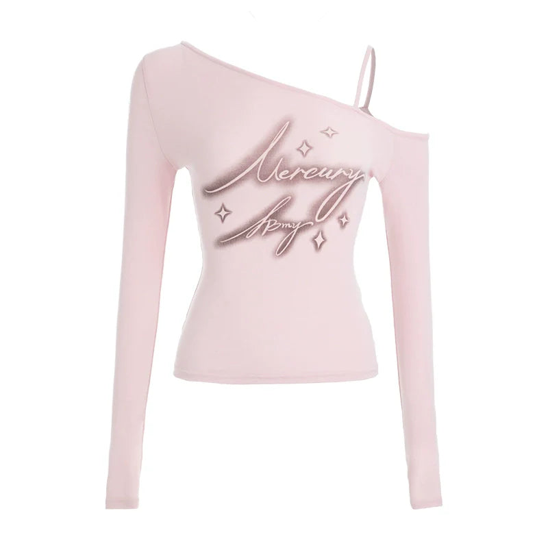 ABMY Slanted Shoulder High Elastic Breathable Suspender T-shirt