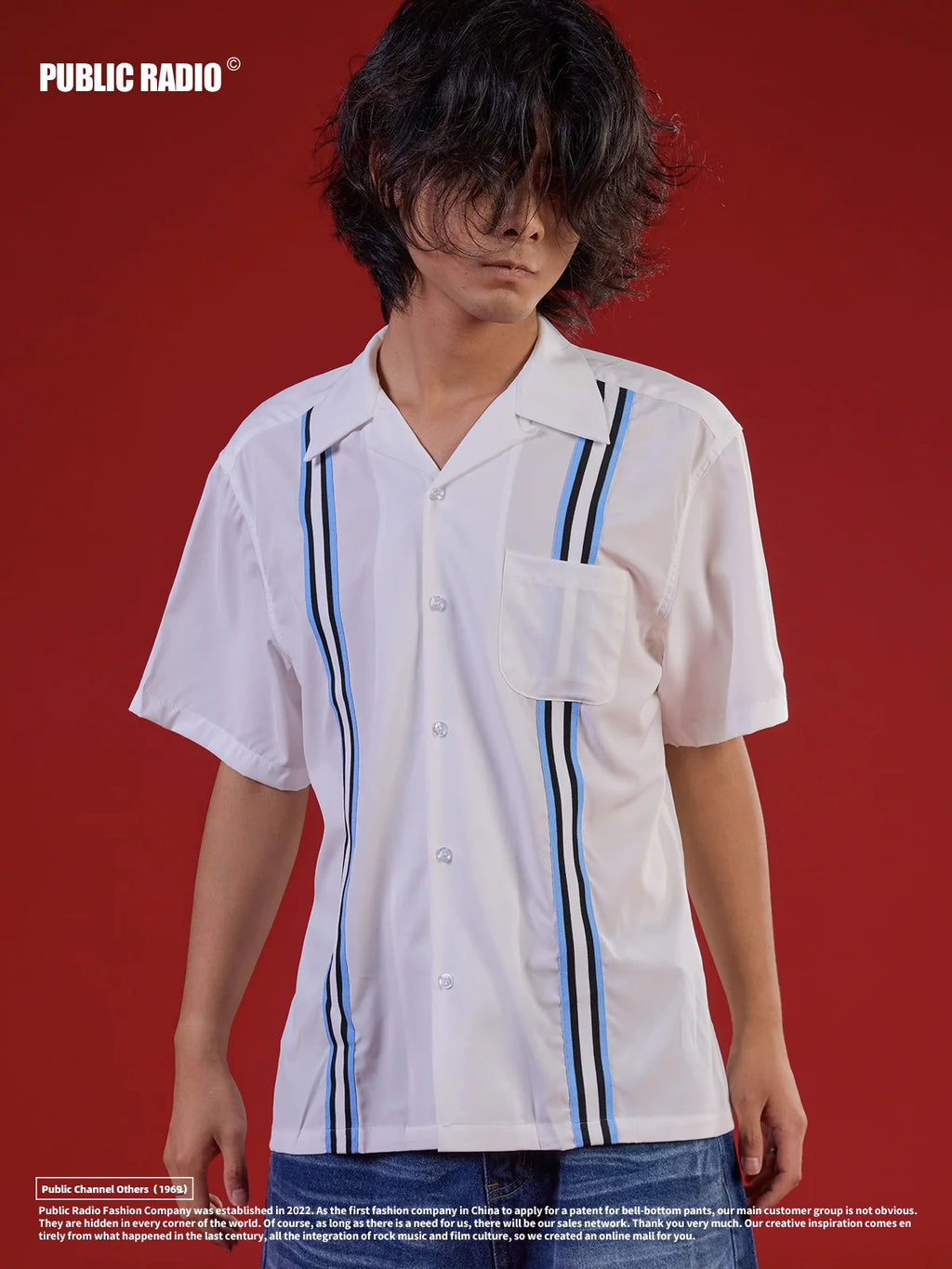 PUBLICRADIO Cuban Collar Summer Loose Short-sleeved Shirt