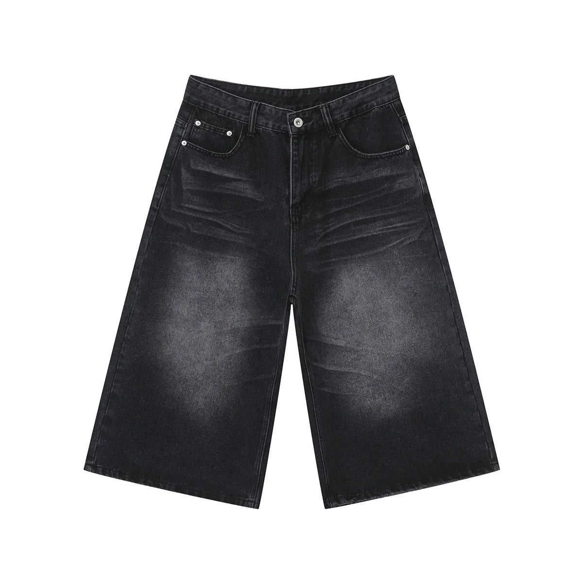 PUBLICRADIO Retro Washed Knee Denim Shorts